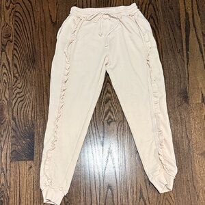 Free People Intimately Women’s Cream Ruffle Joggers